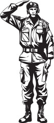 Honor in Motion Military Salute Vector Emblem Courageous Cadet Soldier Logo Icon