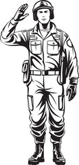 Guardian Glory Soldier Saluted Design Icon Patriot Prestige Saluting Soldier Emblem Vector