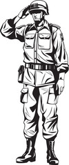 Fototapeta na wymiar Dutys Display Soldier Saluted Vector Symbol Salute Sentinel Military Salute Logo Icon