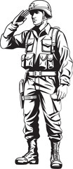 Fototapeta na wymiar Courageous Salute Military Salute Logo Vector Respectful Recognition Saluting Soldier Emblem Design