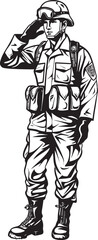 Honors Herald Soldier Saluted Vector Design Valor Visual Military Salute Logo Icon