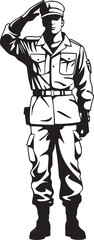 Dutys Dedication Military Salute Logo Icon Salute Sentry Saluting Soldier Emblem Vector