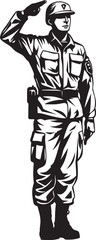 Respect Rendered Saluting Soldier Emblem Icon Guardian Greetings Soldier Saluted Vector Symbol
