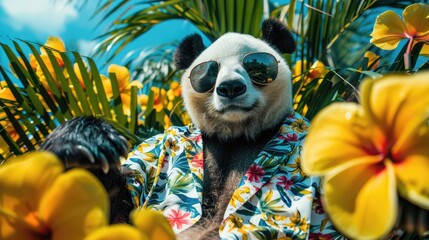 A panda wearing sunglasses