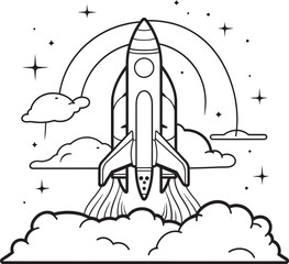 Cosmic Journey Sleek Space Rocket Vector Logo Starbound Explorer Futuristic Rocket Lineart Icon