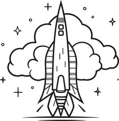 Cosmos Cruiser Minimalistic Rocket Vector Icon Orbit Explorer Streamlined Rocket Lineart Emblem