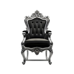 Black and silver throne chair, Transparent Background, PNG Format