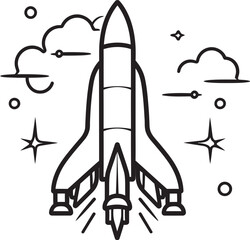 Galactic Gateway Space Rocket Vector Icon Astro Arrow Rocket Lineart Logo Symbol