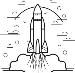 Infinity Ignition Space Rocket Vector Logo Design Universal Voyager Rocket Lineart Icon Design