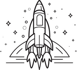 Nebula Navigator Rocket Lineart Icon Cosmic Catalyst Space Rocket Vector Logo Design