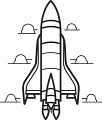 Lunar Locomotive Space Rocket Vector Design Nebula Navigator Rocket Lineart Emblem Logo