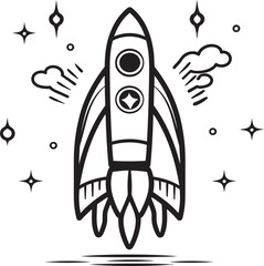 Orions Odyssey Space Rocket Vector Logo Design Solar Swoop Rocket Lineart Icon Design