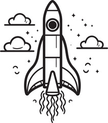 Interstellar Icarus Space Rocket Logo Vector Astral Ascend Rocket Lineart Icon