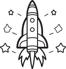 Starlight Speeder Space Rocket Vector Icon Supernova Seeker Rocket Lineart Emblem