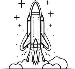 Lunar Launch Modern Spacecraft Vector Icon Cosmos Express Rocket Emblem Design