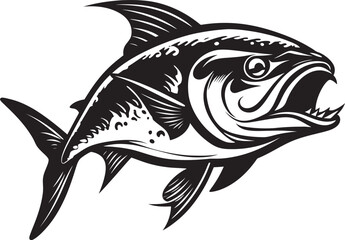 Deep Blue Venture Tuna Icon Concept Underwater Symphony Modern Tuna Emblem