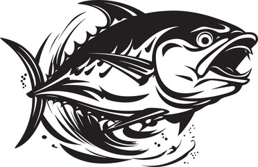 Blue Fin Stylish Tuna Fish Vector Marine Melody Tuna Lineart Logo