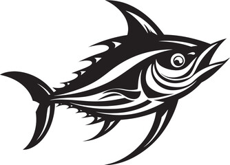 Aqua Harmony Minimal Tuna Fish Logo Oceanic Opulence Sleek Tuna Lineart