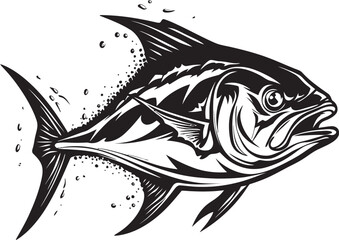 Coastal Chic Elegant Tuna Emblem Deep Dive Design Abstract Tuna Logo