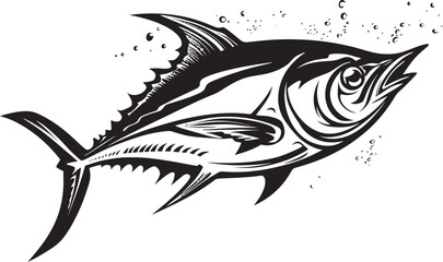 Nautical Notes Stylish Tuna Emblem Aquatic Aura Modern Tuna Vector