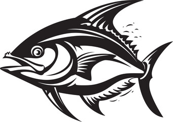 Marine Muse Graceful Tuna Lineart Seafaring Spirit Dynamic Tuna Emblem