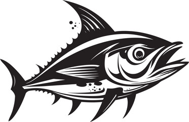 Deep Blue Discovery Modern Tuna Emblem Underwater Unity Vector Tuna Icon Design