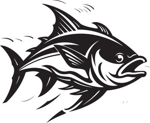 Coastal Crest Vector Tuna Icon Concept Deep Blue Dynamics Stylish Tuna Emblem