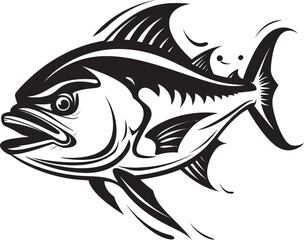 Aqua Allegro Tuna Fish Lineart Design Coastal Cadence Minimal Tuna Icon - obrazy, fototapety, plakaty