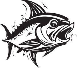 Cerulean Serenade Tuna Fish Lineart Icon Wave Whisperer Dynamic Tuna Vector