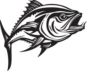 Maritime Melody Sleek Tuna Logo Concept Cerulean Serenade Tuna Fish Lineart Icon