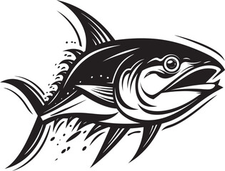 Deep Blue Harmony Tuna Lineart Logo Saltwater Sonata Vector Tuna Icon Design