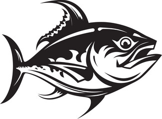 Underwater Unity Minimalist Tuna Logo Abyssal Anthem Tuna Lineart Vector - obrazy, fototapety, plakaty