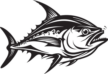 Seafaring Symphony Minimal Tuna Icon Nautical Nocturne Tuna Lineart Emblem