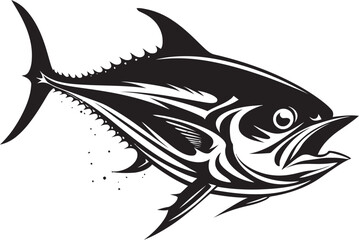 Nautical Nocturne Tuna Lineart Emblem Wave Whisperer Sleek Tuna Logo Concept