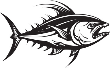 Coastal Euphony Vector Tuna Emblem Blue Horizon Tuna Fish Lineart Design
