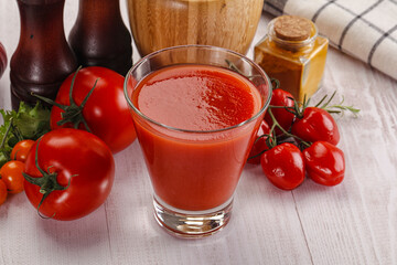 Fresh Tomato juice in the glass