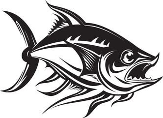 Seafaring Symphony Vector Tuna Emblem Nautical Nocturne Tuna Fish Lineart Design