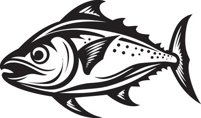 Aqua Allegro Tuna Lineart Emblem Coral Cadence Dynamic Tuna Logo - obrazy, fototapety, plakaty