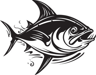 Oceanic Overture Sleek Tuna Fish Icon Maritime Melody Tuna Lineart Vector