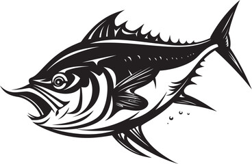 Maritime Melody Tuna Lineart Vector Cerulean Serenade Vector Tuna Emblem