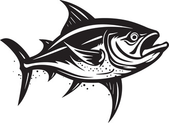 Wave Rider Tuna Fish Lineart Logo Coastal Charm Minimal Tuna Icon