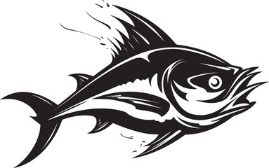 Deep Sea Serenity Tuna Lineart Emblem Saltwater Sonata Dynamic Tuna Vector