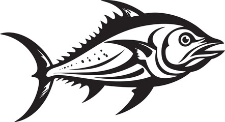 Abyssal Anthem Tuna Lineart Vector Oceanic Odyssey Vector Tuna Emblem