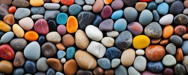 Fototapeta na wymiar Colored Beach Stones Background. Generative AI