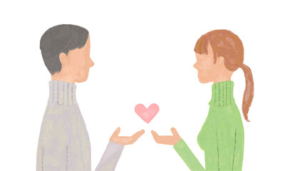 カップルたちのイラスト　水彩風 2