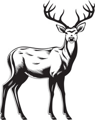 Festive Reindeer Charm Retro Holiday Vector Logo Symbol Rustic Reindeer Joy Vintage Christmas Vector Logo Illustration