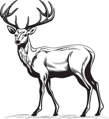 Classic Reindeer Nostalgia Christmas Vector Logo Design Vintage Reindeer Wonderment Retro Christmas Vector Logo Emblem