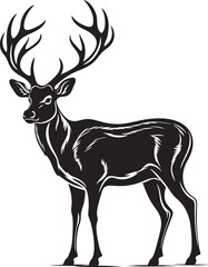 Old fashioned Reindeer Festivity Christmas Vector Logo Illustration Nostalgic Reindeer Magic Vintage Holiday Vector Logo Design