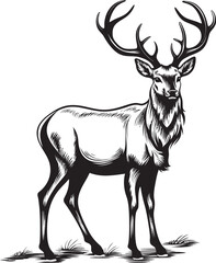 Timeless Reindeer Whimsy Vintage Christmas Vector Logo Illustration Festive Reindeer Charm Retro Holiday Vector Logo Design