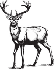 Classic Reindeer Nostalgia Christmas Vector Logo Icon Vintage Reindeer Wonderment Retro Christmas Vector Logo Illustration